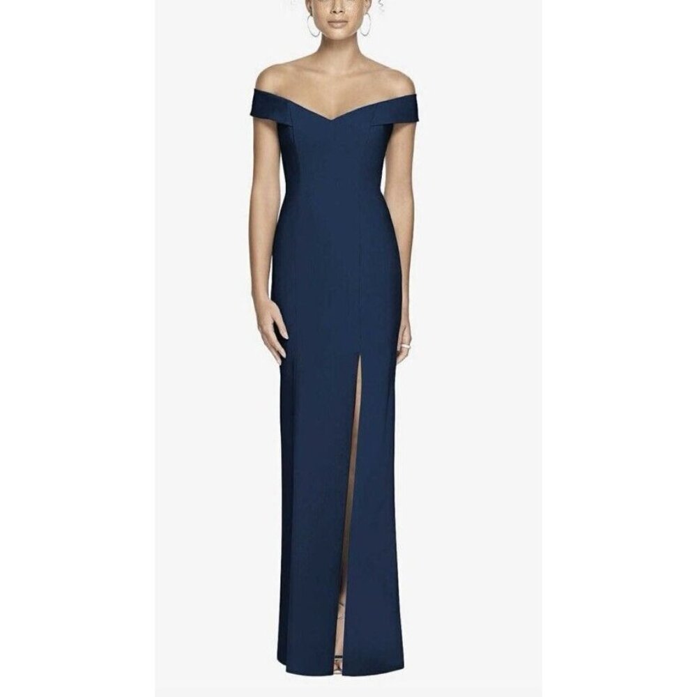 Dessy Collection by Vivian Diamond Womens 14 Blue Evening Dress Gown NWT